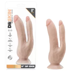 Dr. Skin 8 - dubbele dildo met zuignap - huidkleurig