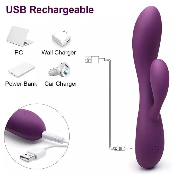 Engily Ross Bacall 2.0 - vibrator met clitorisstimulator en G-spot - paars