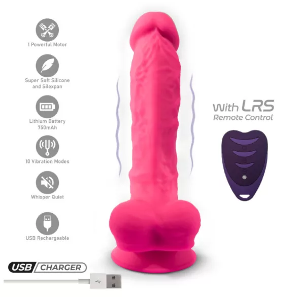 Silexd - vibrerende dildo met zuignap en ballen - afstandsbediening - roze
