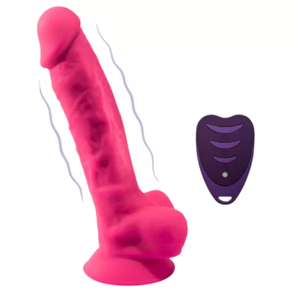 Silexd - vibrerende dildo met zuignap en ballen - afstandsbediening - roze