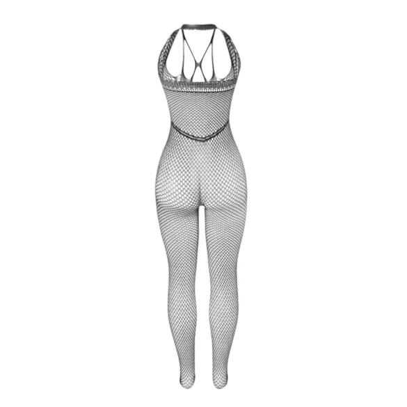 Subblime 951788 - diep decolleté netstof catsuit (zwart) - S-L