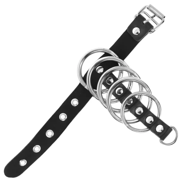 Kink - penisring met metalen ringen - zwart