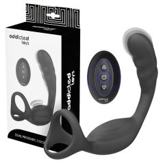 Addicted Toys - anaal vibrator met penis- en balring - zwart