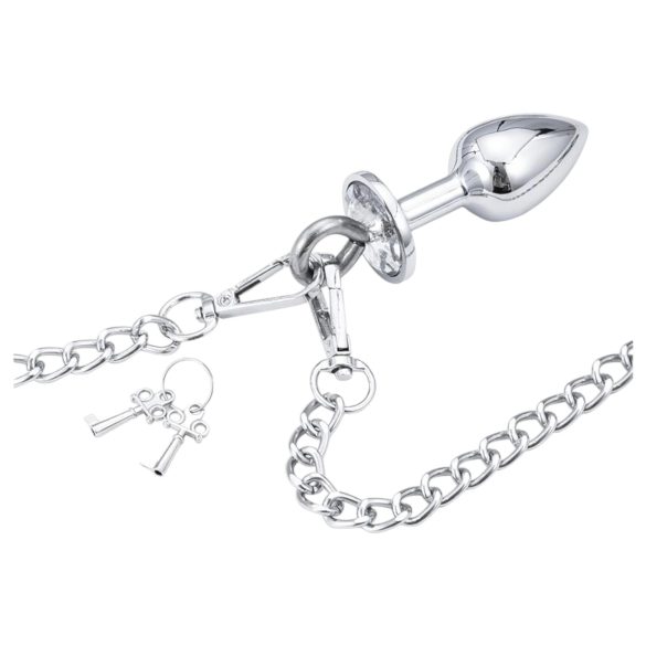 LateToBed - handboeien met buttplug - metaal zilver