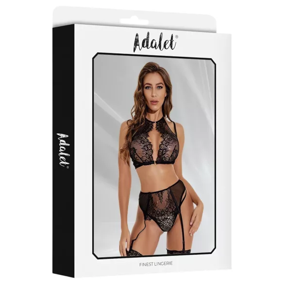 Adalet Evelyn - lingerie set 3-delig - kant - zwart - L/XL