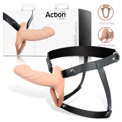 Action StrapOn S - opzetbare, holle dildo (naturel)