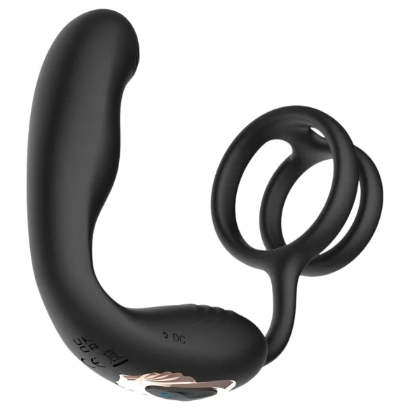 IntoYou Bruce - roterende prostaatvibrator met afstandsbediening en dubbele ring (zwart)