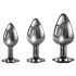 Evolved Black Gem - metalen anaalplugset met zwarte steen (zilver)