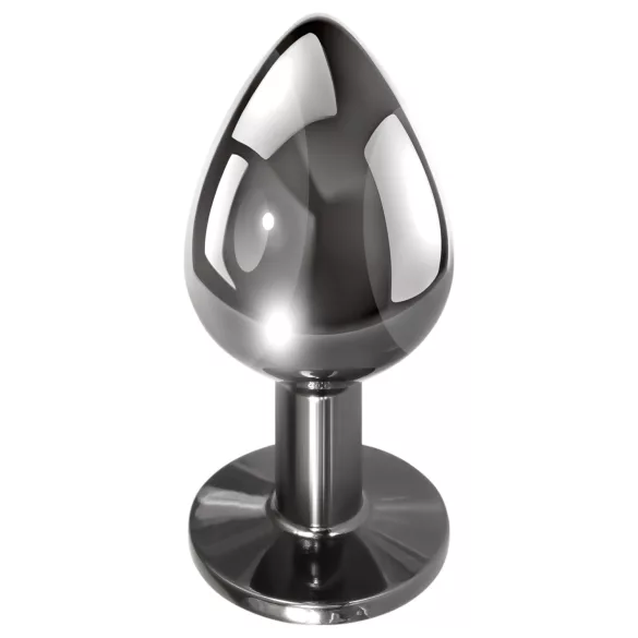 Evolved Black Gem - metalen anaalplugset met zwarte steen (zilver)