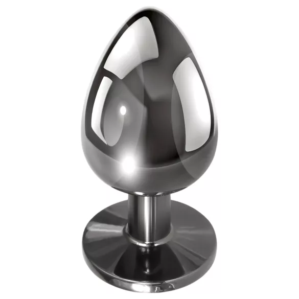 Evolved Black Gem - metalen anaalplugset met zwarte steen (zilver)