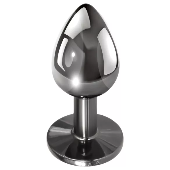 Evolved Black Gem - metalen anaalplugset met zwarte steen (zilver)