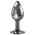 Evolved Black Gem - metalen anaalplugset met zwarte steen (zilver)