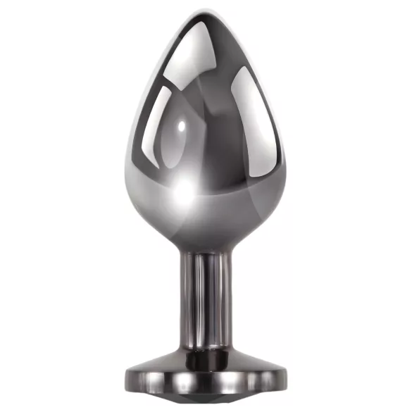 Evolved Black Gem - metalen anaalplugset met zwarte steen (zilver)