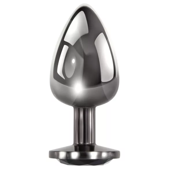 Evolved Black Gem - metalen anaalplugset met zwarte steen (zilver)