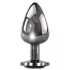 Evolved Black Gem - metalen anaalplugset met zwarte steen (zilver)
