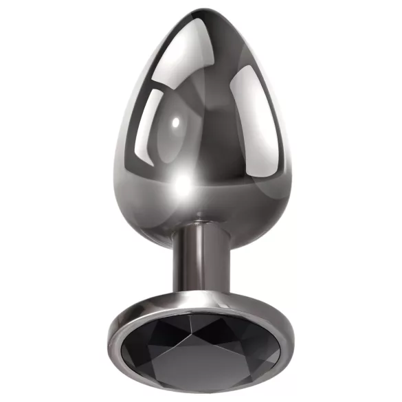 Evolved Black Gem - metalen anaalplugset met zwarte steen (zilver)