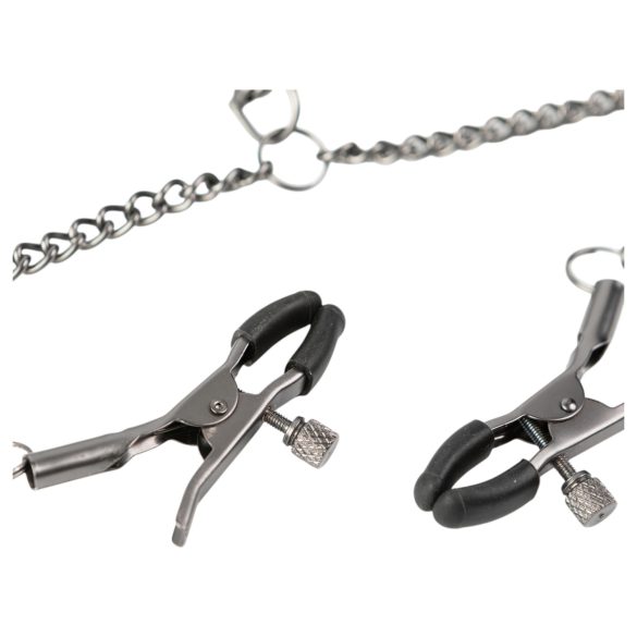 Sei Mio - halsband met tepelklemmen - zwart