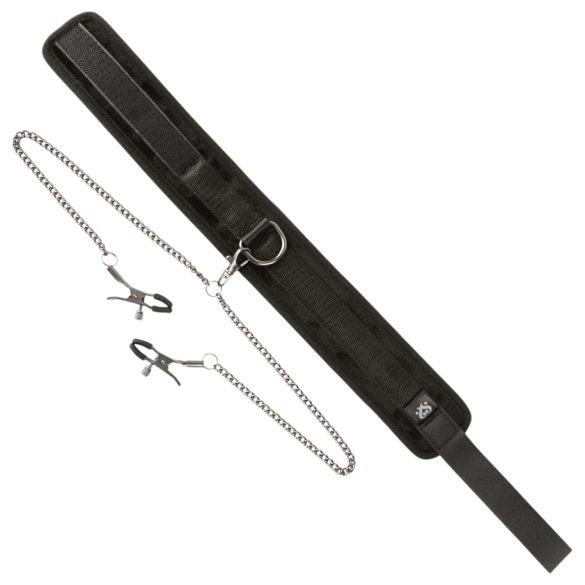 Sei Mio - halsband met tepelklemmen - zwart