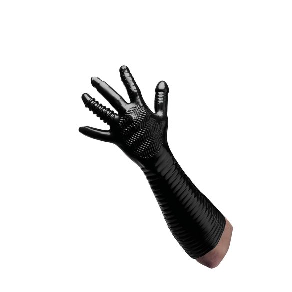 Pleasure Fister - fisting handschoen - getextureerd latex - zwart