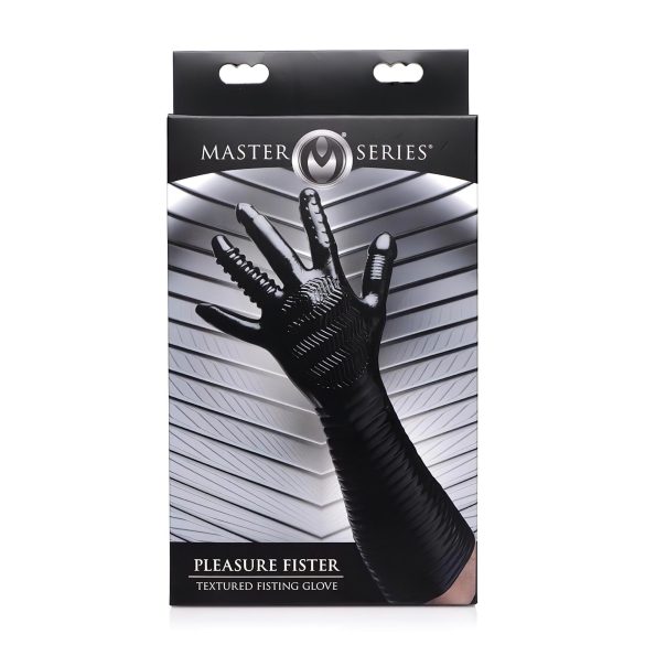 Pleasure Fister - fisting handschoen - getextureerd latex - zwart
