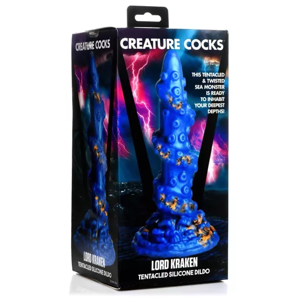 Creature Cocks Kraken - dildo met spiraal octopusarm - 21cm - goud/blauw