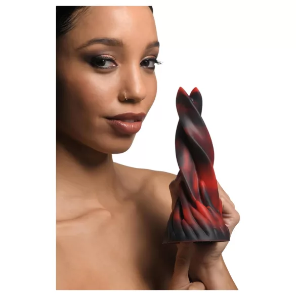 Creature Cocks Hell Kiss - gedraaide siliconen dildo - 19 cm (rood)