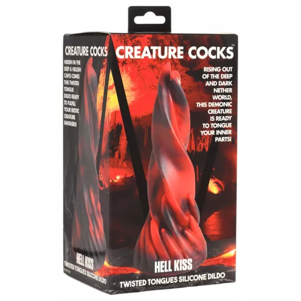 Creature Cocks Hell Kiss - gedraaide siliconen dildo - 19 cm (rood)