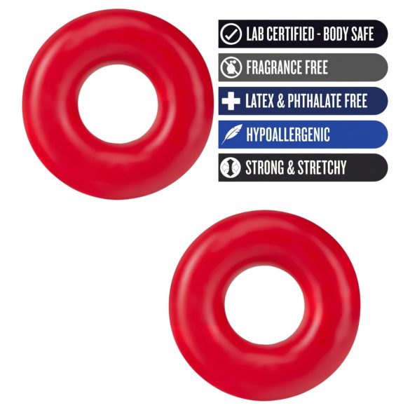Stay Hard Donuts - penisring set - siliconen - rood