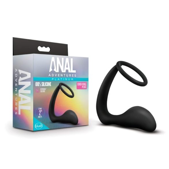 Anale Avonturen Platinum - zwart dildo met penisring