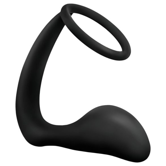 Anal Adventures Platinum - anaal dildo met penisring - zwart