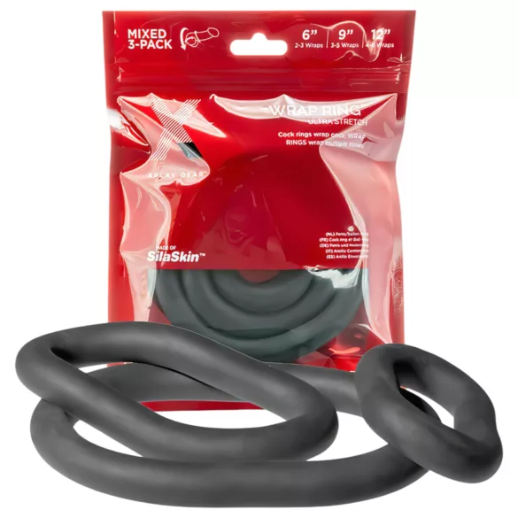 Perfect Fit Ultra Wrap - dikke penisring set - zwart - 3 stuks