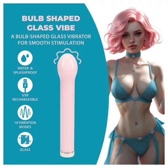 Loveline - glazen vibrator met bolvormige kop (roze)