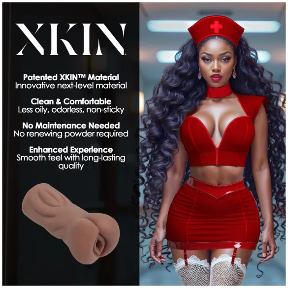 XKIN Naughty Nurse Riley - levensechte kunstvagina‑masturbator (donker natureltint)