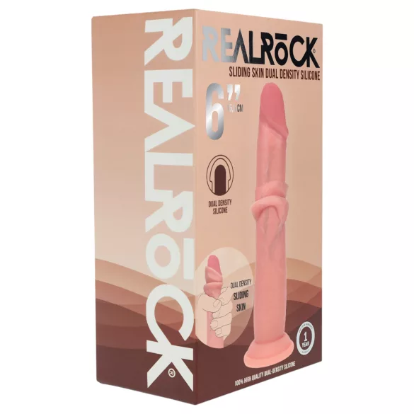 RealRock - dubbel-densiteit realistische dildo (huidskleur) - 15,5 cm