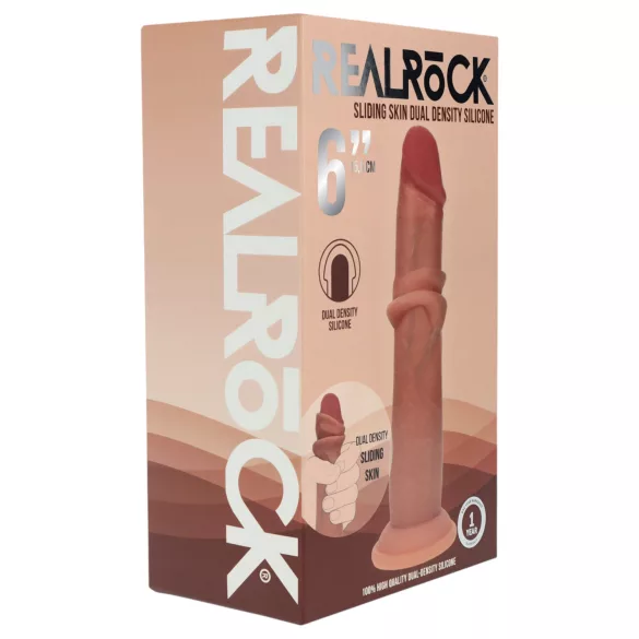 RealRock - realistische dildo met dubbele dichtheid (gebruind) - 15,5 cm
