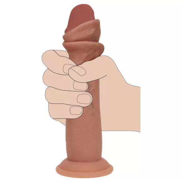 RealRock - realistische dildo met dubbele dichtheid (gebruind) - 15,5 cm