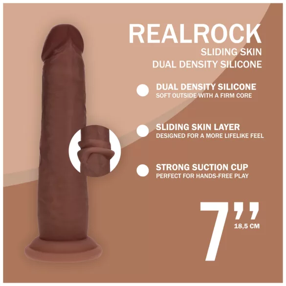 RealRock - realistische dildo met dubbele dichtheid (bruin) - 18,5 cm