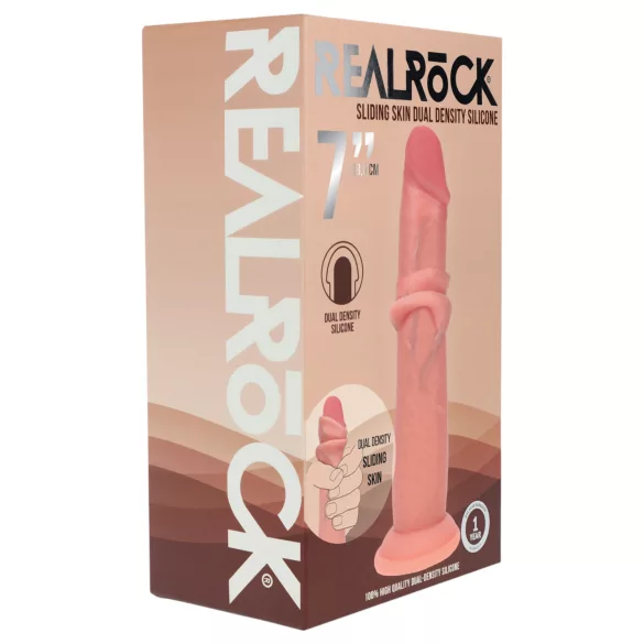RealRock - realistische dildo met dubbele dichtheid (huidskleur) - 18,5 cm