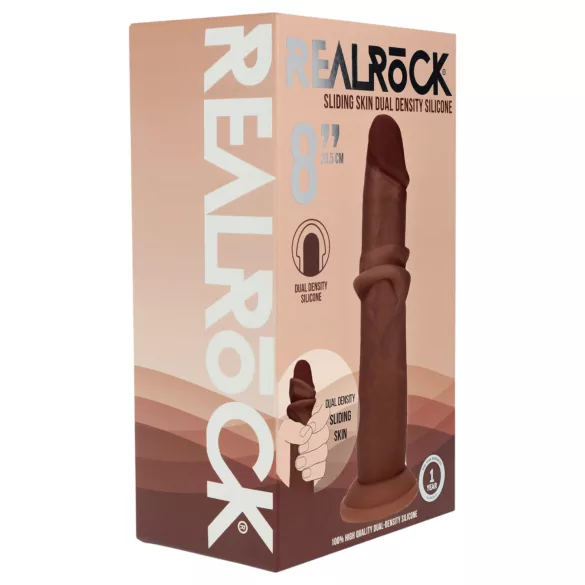 RealRock - dubbel-dichtheid realistische dildo (bruin) - 20,5 cm