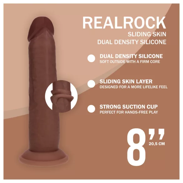 RealRock - dubbel-dichtheid realistische dildo (bruin) - 20,5 cm