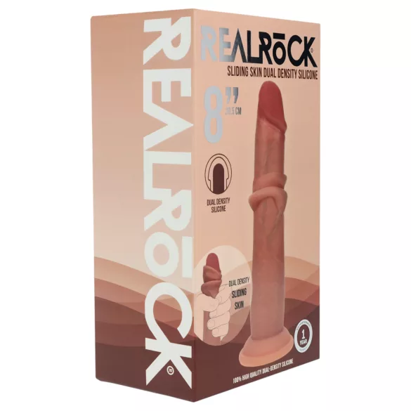 RealRock - levensechte dildo met dubbele dichtheid (gebruinde huid) - 20,5 cm