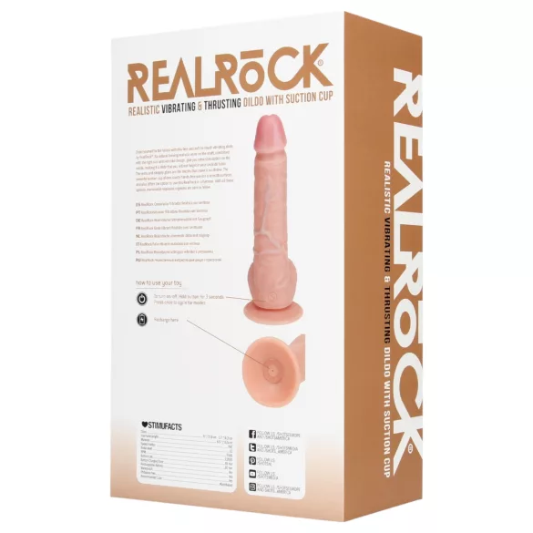 RealRock - dildo met zuignap en stootfunctie - huidskleur - 20,5cm