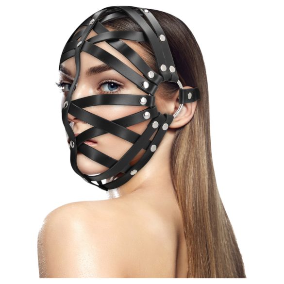 Ouch! - Imitatieleer kooi masker (zwart)