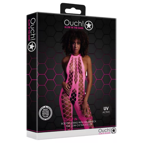 Ouch! - Open catsuit - fluorescerend roze