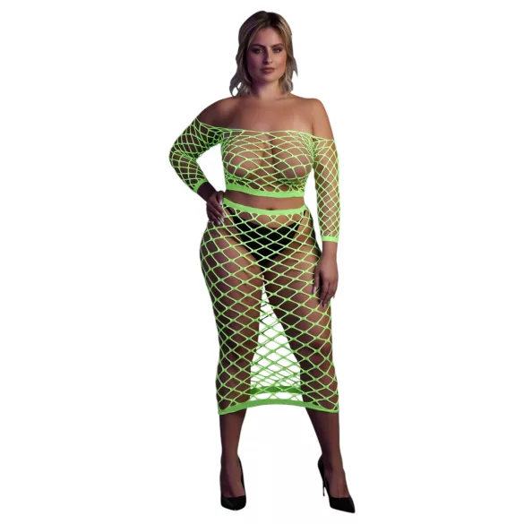 Ouch! - neon minirok en top - fosforescerend - groen