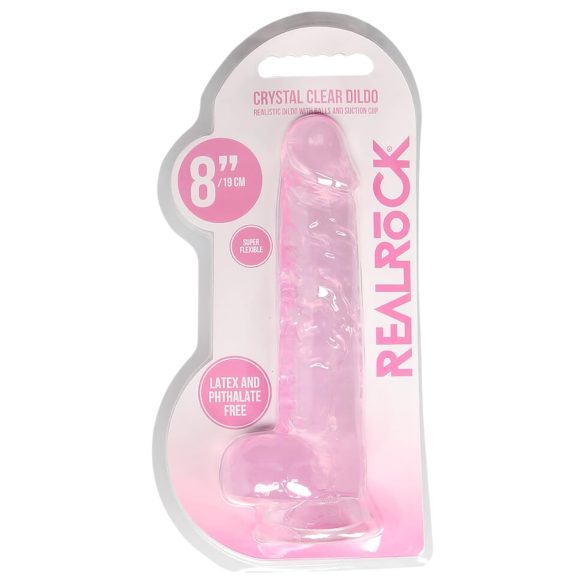 REALROCK - transparante realistische dildo - roze (19cm)