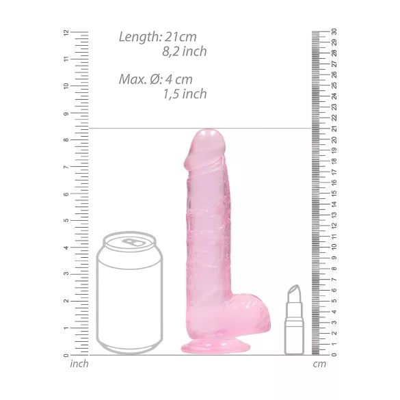 RealRock - realistische dildo - transparant roze - 19 cm