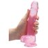 REALROCK - transparante realistische dildo - roze (19cm)