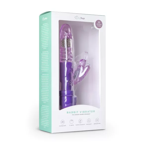 Easytoys Butterfly - vibrator met rotatie en stootfunctie - siliconen - paars