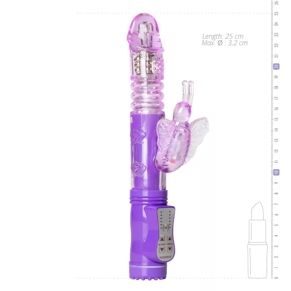 Easytoys Butterfly - vibrator met rotatie en stootfunctie - siliconen - paars